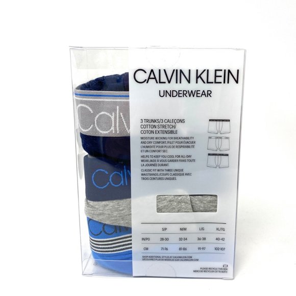 Calvin Klein 3 UNITS PER ORDER Class Trunk Men's Blue Gray Navy Cotton NB2729908 - Picture 7 of 8